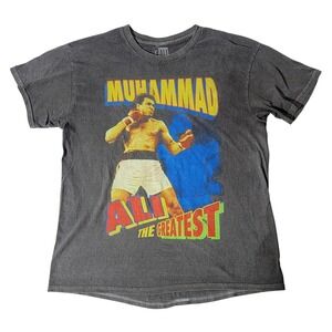 Muhammad Ali The Greatest Graphic T-Shirt Charcoal Gray Mineral Wash Mens Medium